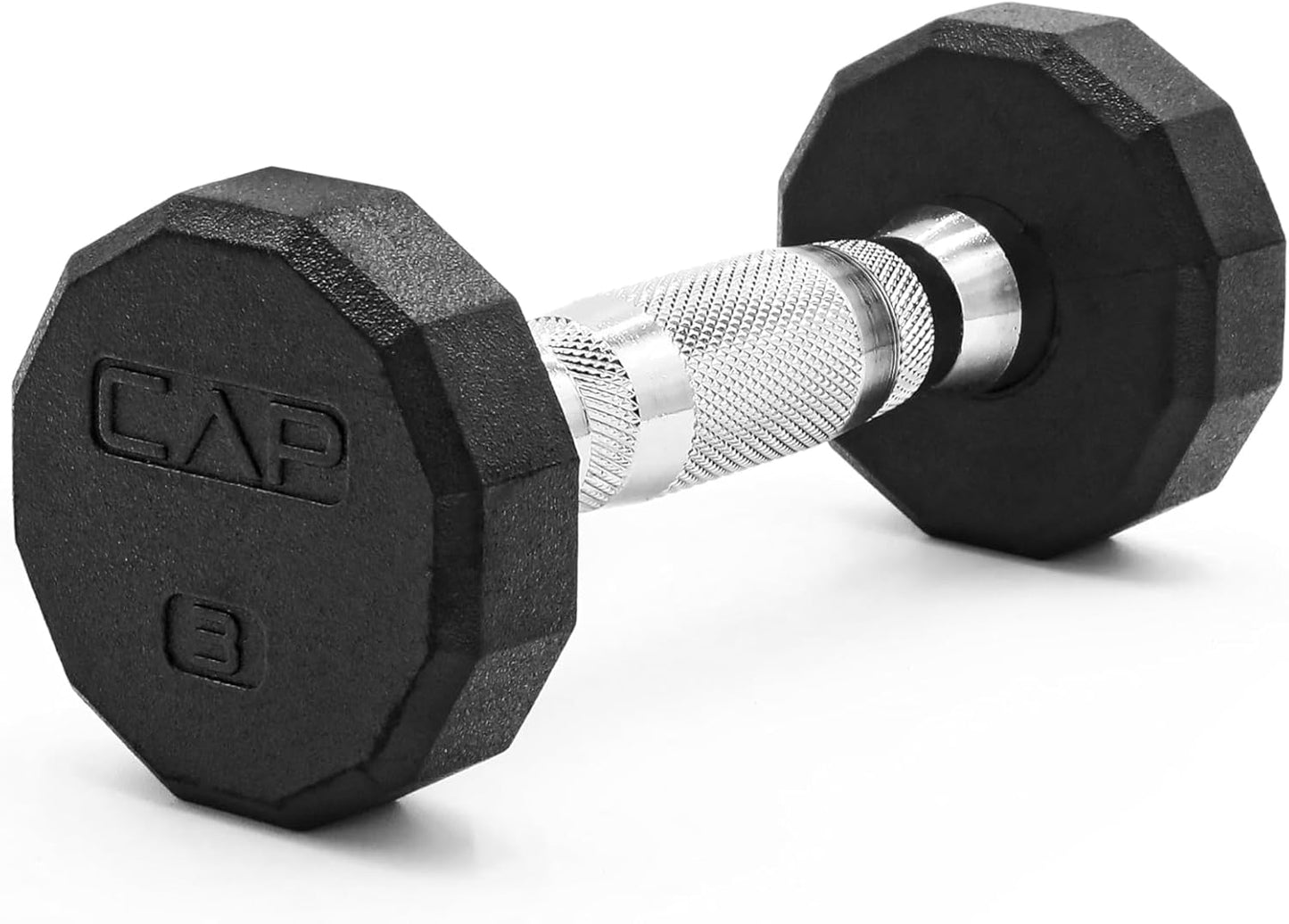 Rubber Coated Dumbbell Weights, Free Weights for Home Gym Strength Training, Anti-Roll Hex Dumbbells with Black, Chrome & Comfort Grip Handles, Singles