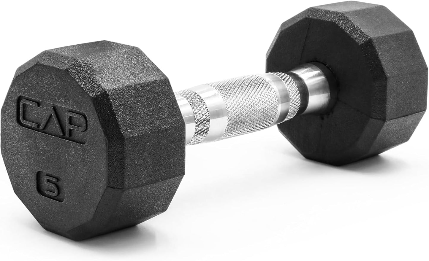 Rubber Coated Dumbbell Weights, Free Weights for Home Gym Strength Training, Anti-Roll Hex Dumbbells with Black, Chrome & Comfort Grip Handles, Singles