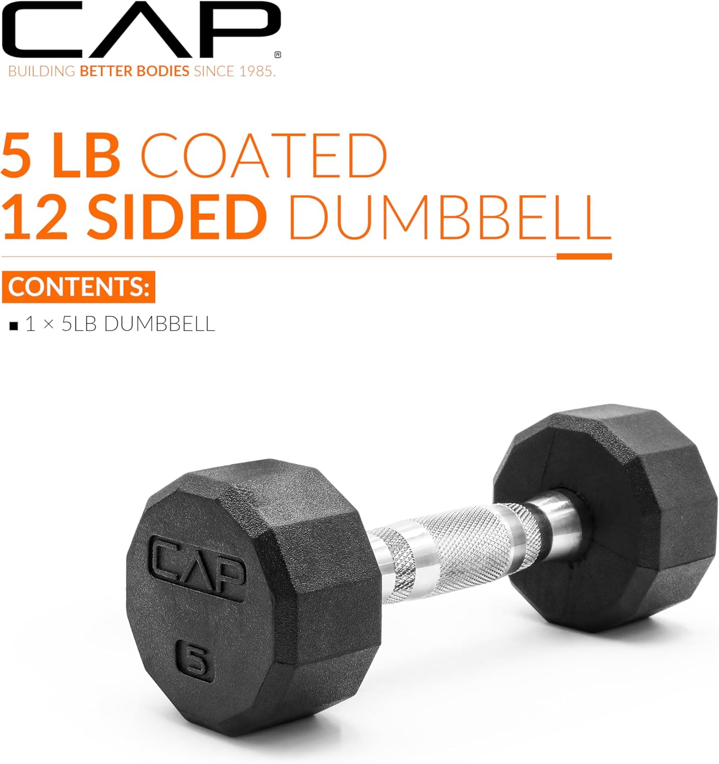 Rubber Coated Dumbbell Weights, Free Weights for Home Gym Strength Training, Anti-Roll Hex Dumbbells with Black, Chrome & Comfort Grip Handles, Singles