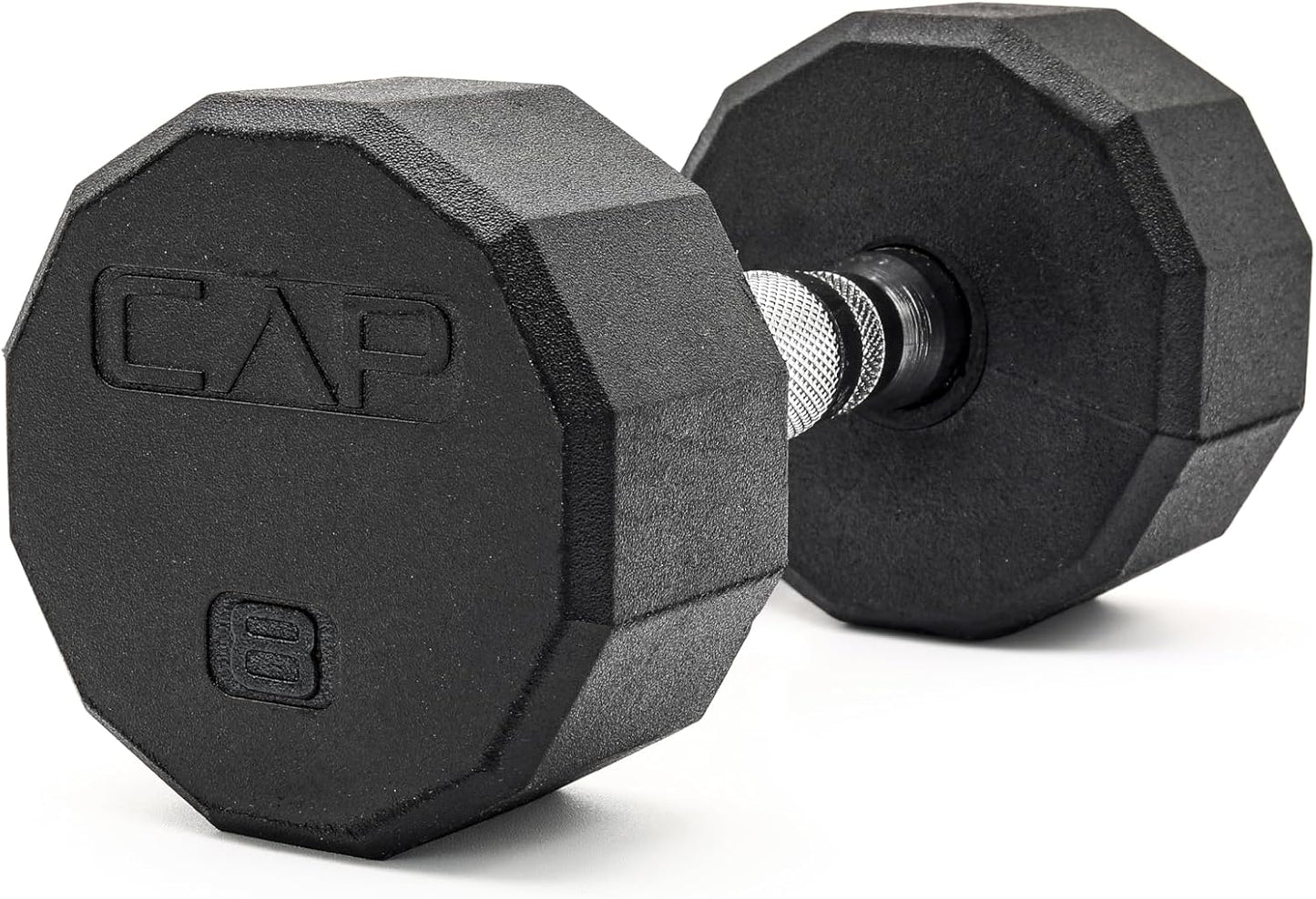 Rubber Coated Dumbbell Weights, Free Weights for Home Gym Strength Training, Anti-Roll Hex Dumbbells with Black, Chrome & Comfort Grip Handles, Singles