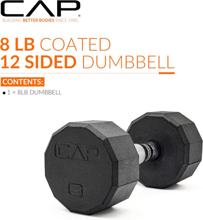 Rubber Coated Dumbbell Weights, Free Weights for Home Gym Strength Training, Anti-Roll Hex Dumbbells with Black, Chrome & Comfort Grip Handles, Singles