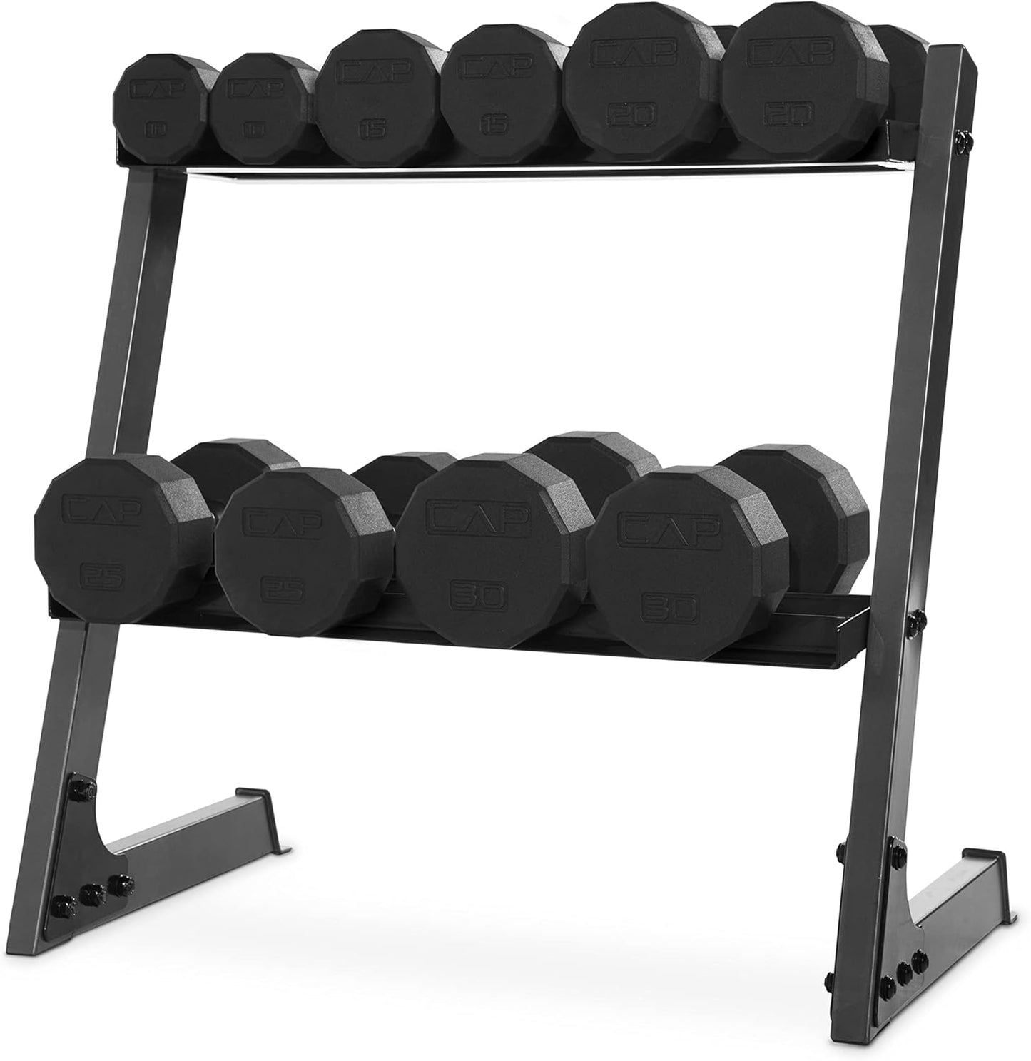 Rubber Coated Dumbbell Weights, Free Weights for Home Gym Strength Training, Anti-Roll Hex Dumbbells with Black, Chrome & Comfort Grip Handles, Singles
