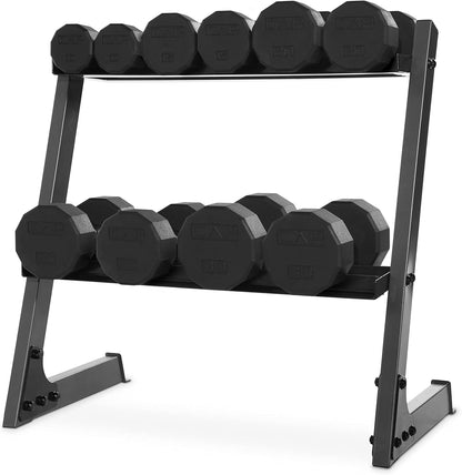 Rubber Coated Dumbbell Weights, Free Weights for Home Gym Strength Training, Anti-Roll Hex Dumbbells with Black, Chrome & Comfort Grip Handles, Singles
