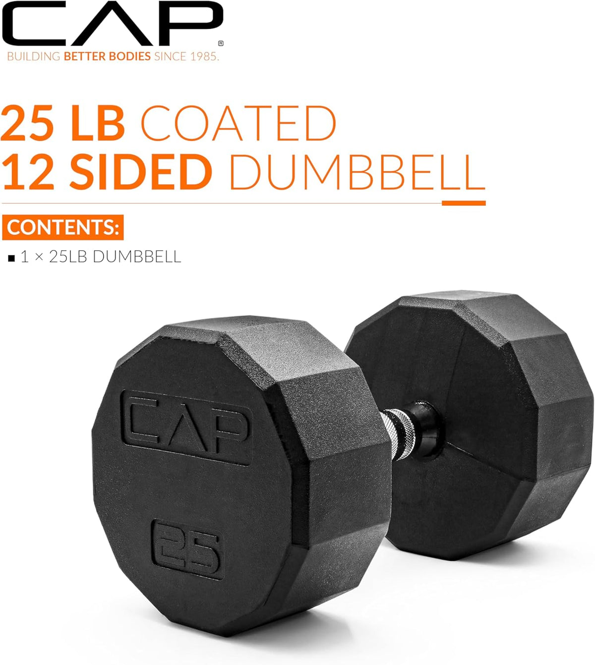 Rubber Coated Dumbbell Weights, Free Weights for Home Gym Strength Training, Anti-Roll Hex Dumbbells with Black, Chrome & Comfort Grip Handles, Singles