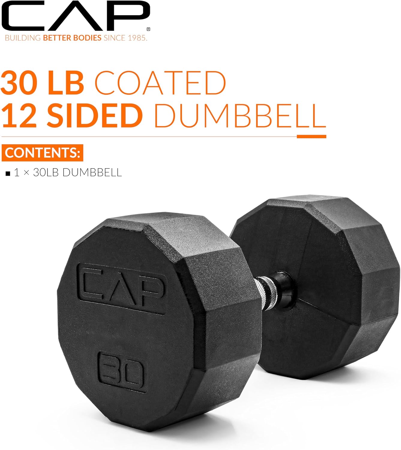 Rubber Coated Dumbbell Weights, Free Weights for Home Gym Strength Training, Anti-Roll Hex Dumbbells with Black, Chrome & Comfort Grip Handles, Singles