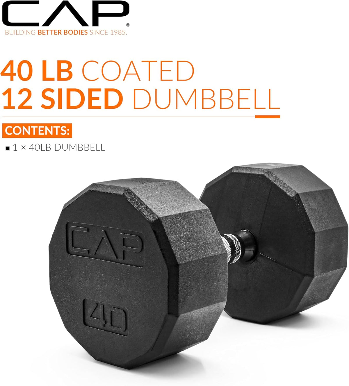 Rubber Coated Dumbbell Weights, Free Weights for Home Gym Strength Training, Anti-Roll Hex Dumbbells with Black, Chrome & Comfort Grip Handles, Singles