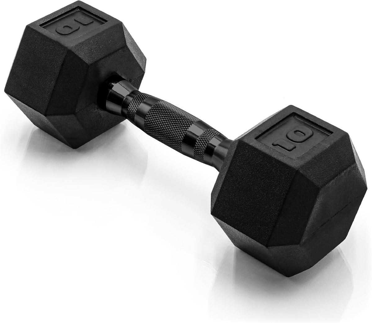 Rubber Coated Dumbbell Weights, Free Weights for Home Gym Strength Training, Anti-Roll Hex Dumbbells with Black, Chrome & Comfort Grip Handles, Singles