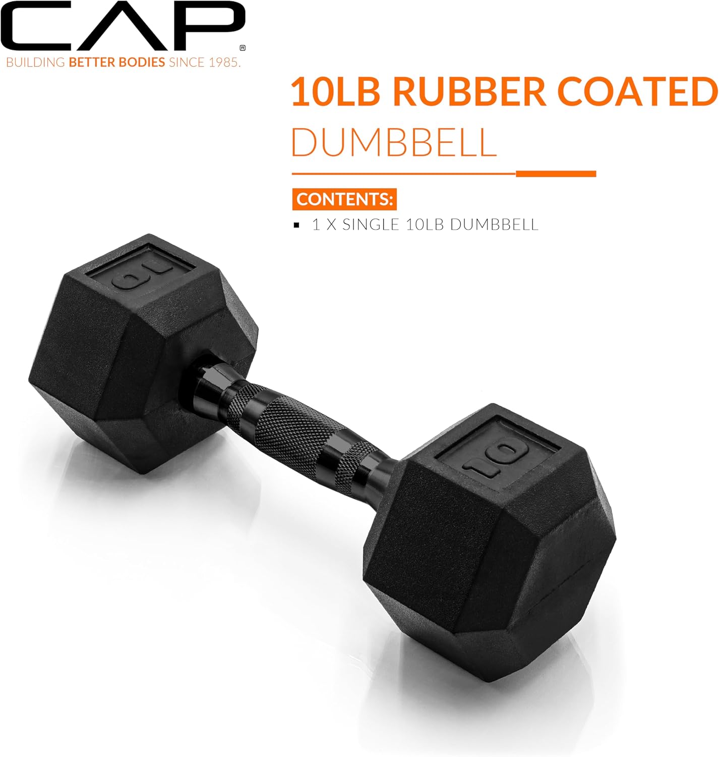 Rubber Coated Dumbbell Weights, Free Weights for Home Gym Strength Training, Anti-Roll Hex Dumbbells with Black, Chrome & Comfort Grip Handles, Singles
