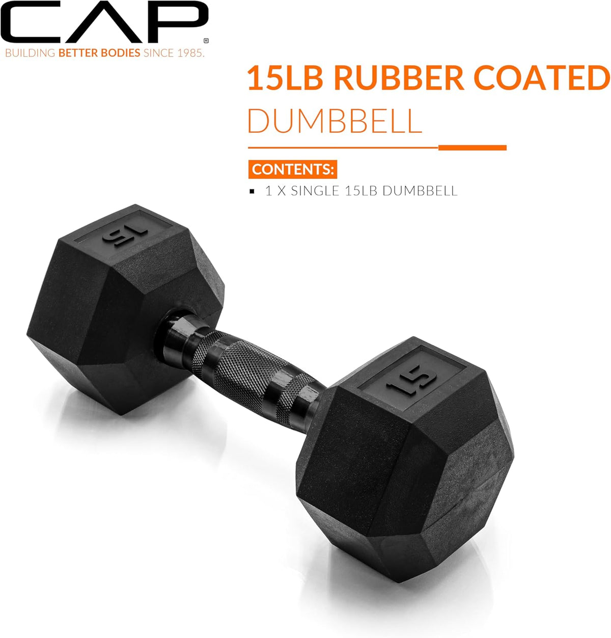 Rubber Coated Dumbbell Weights, Free Weights for Home Gym Strength Training, Anti-Roll Hex Dumbbells with Black, Chrome & Comfort Grip Handles, Singles