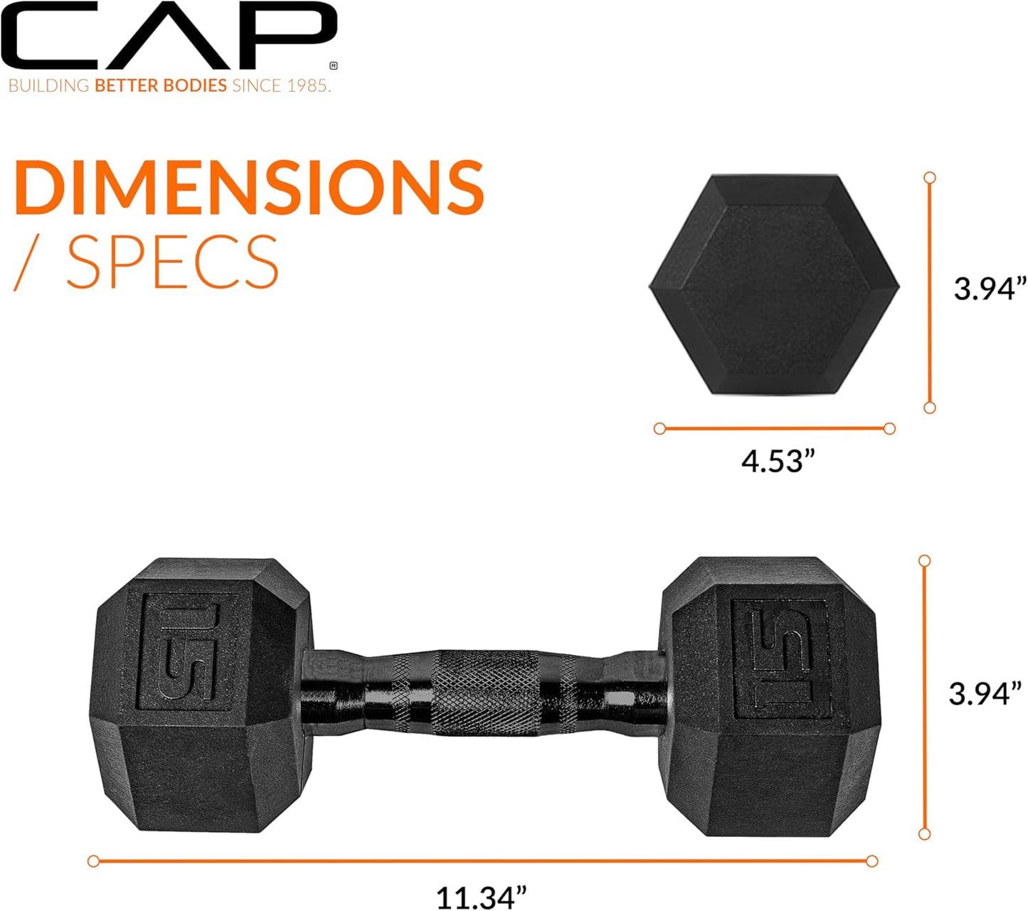 Rubber Coated Dumbbell Weights, Free Weights for Home Gym Strength Training, Anti-Roll Hex Dumbbells with Black, Chrome & Comfort Grip Handles, Singles