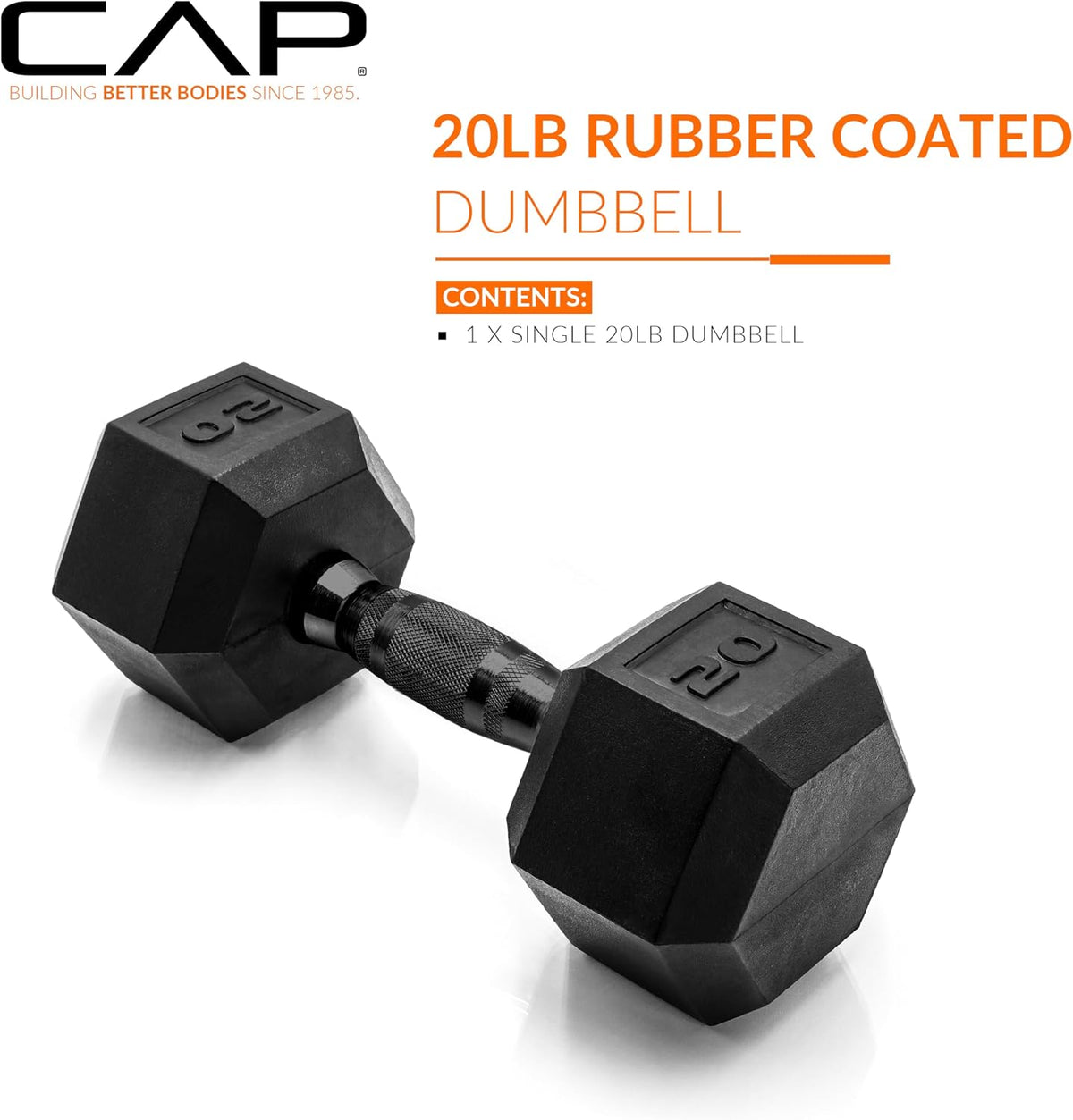 Rubber Coated Dumbbell Weights, Free Weights for Home Gym Strength Training, Anti-Roll Hex Dumbbells with Black, Chrome & Comfort Grip Handles, Singles