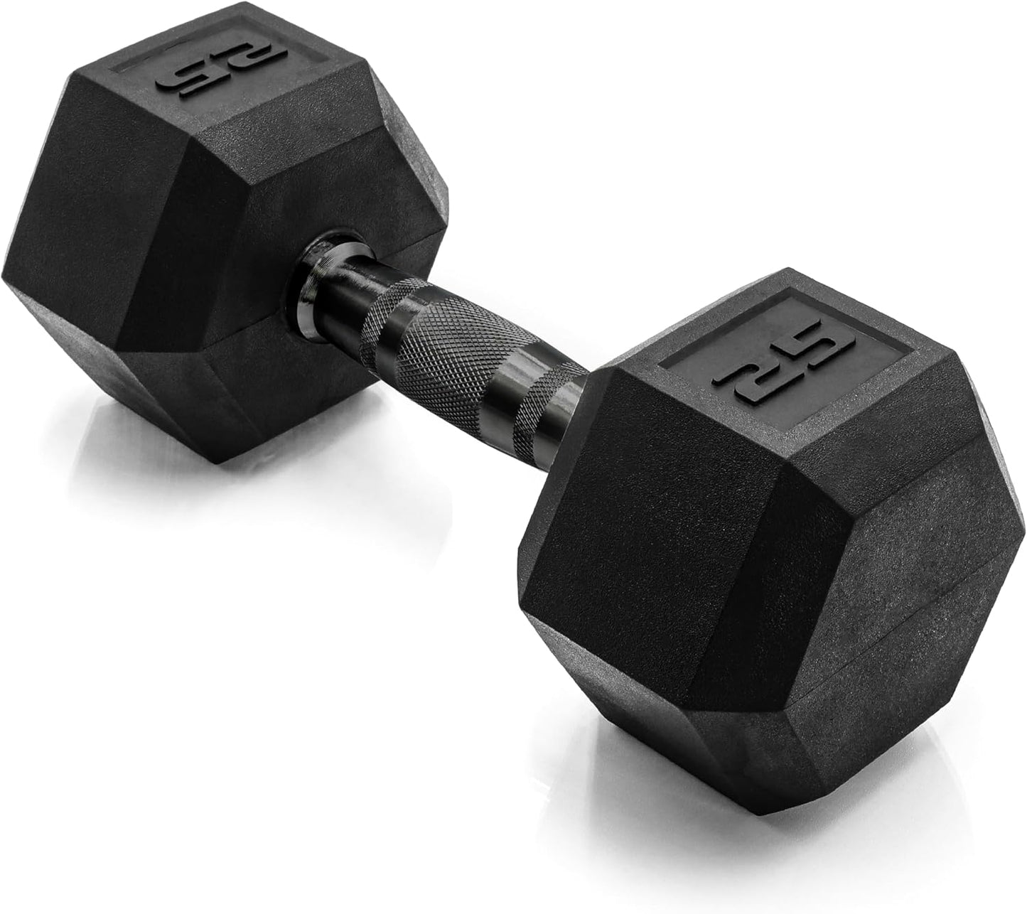 Rubber Coated Dumbbell Weights, Free Weights for Home Gym Strength Training, Anti-Roll Hex Dumbbells with Black, Chrome & Comfort Grip Handles, Singles