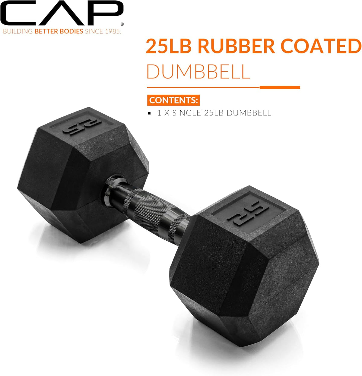 Rubber Coated Dumbbell Weights, Free Weights for Home Gym Strength Training, Anti-Roll Hex Dumbbells with Black, Chrome & Comfort Grip Handles, Singles