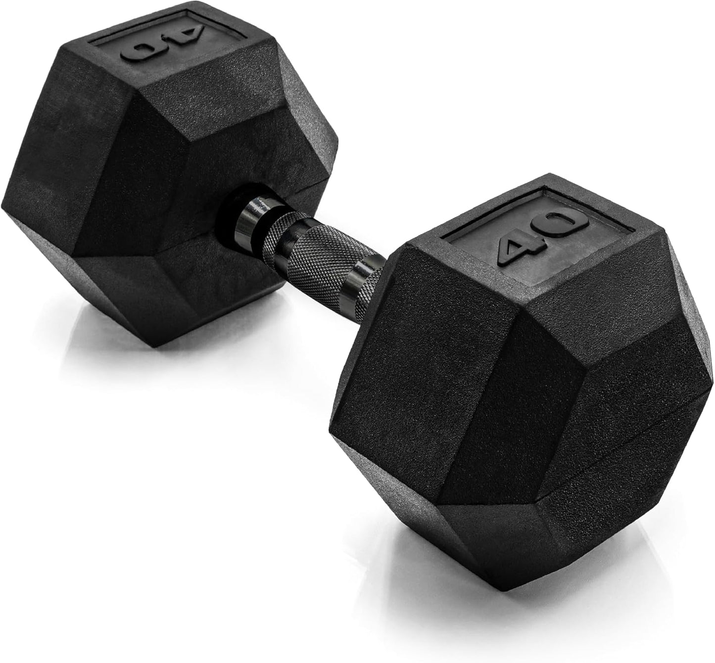 Rubber Coated Dumbbell Weights, Free Weights for Home Gym Strength Training, Anti-Roll Hex Dumbbells with Black, Chrome & Comfort Grip Handles, Singles