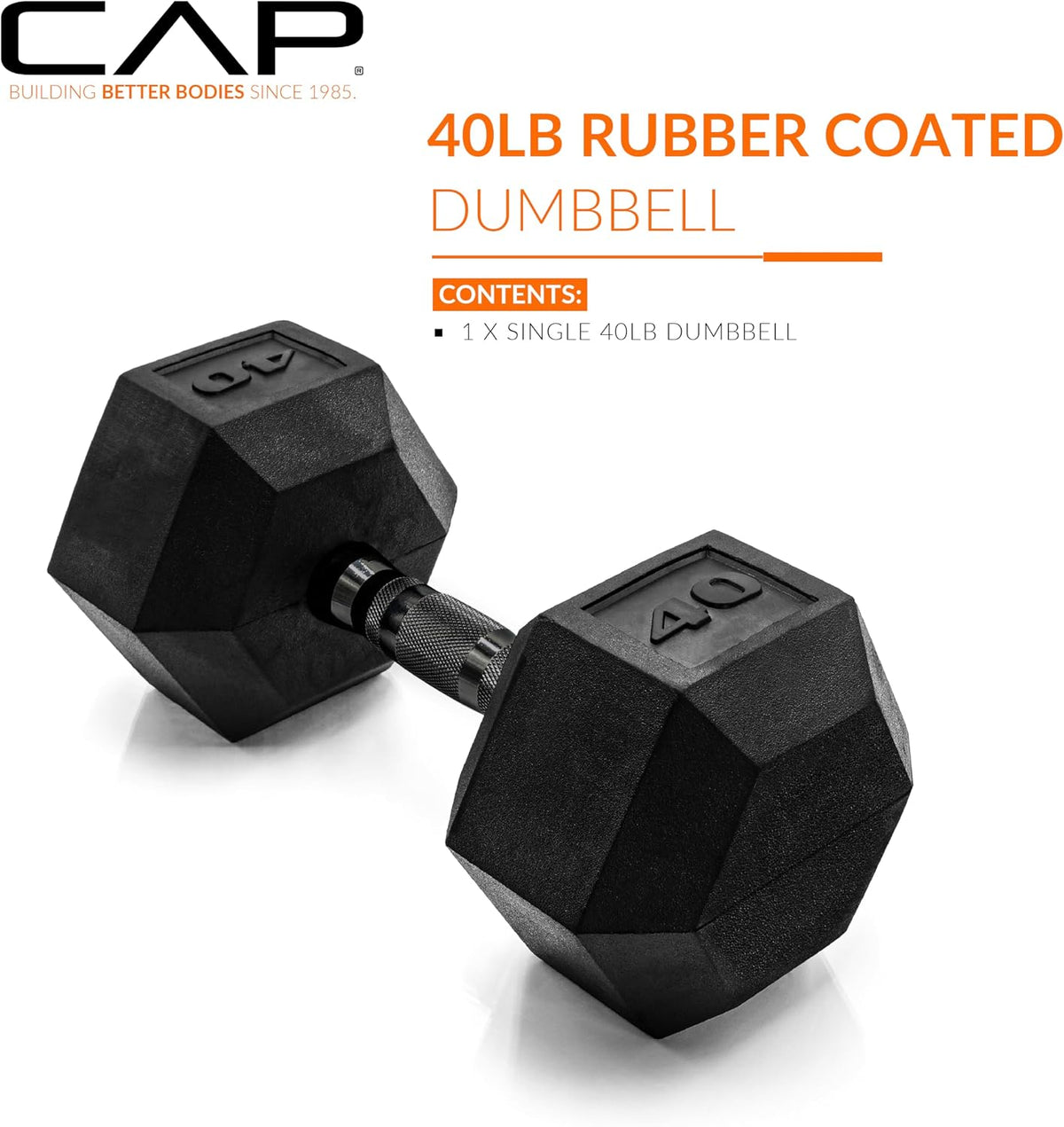 Rubber Coated Dumbbell Weights, Free Weights for Home Gym Strength Training, Anti-Roll Hex Dumbbells with Black, Chrome & Comfort Grip Handles, Singles