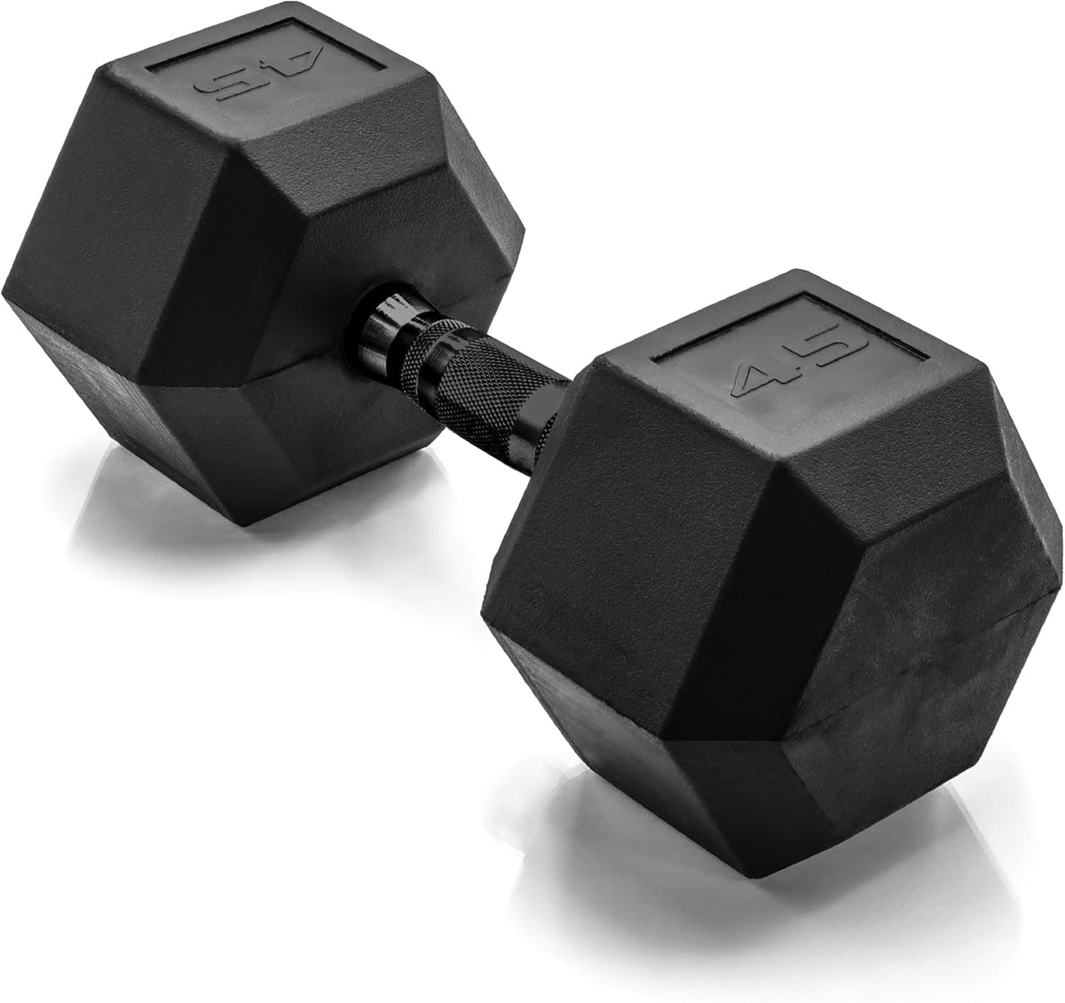 Rubber Coated Dumbbell Weights, Free Weights for Home Gym Strength Training, Anti-Roll Hex Dumbbells with Black, Chrome & Comfort Grip Handles, Singles