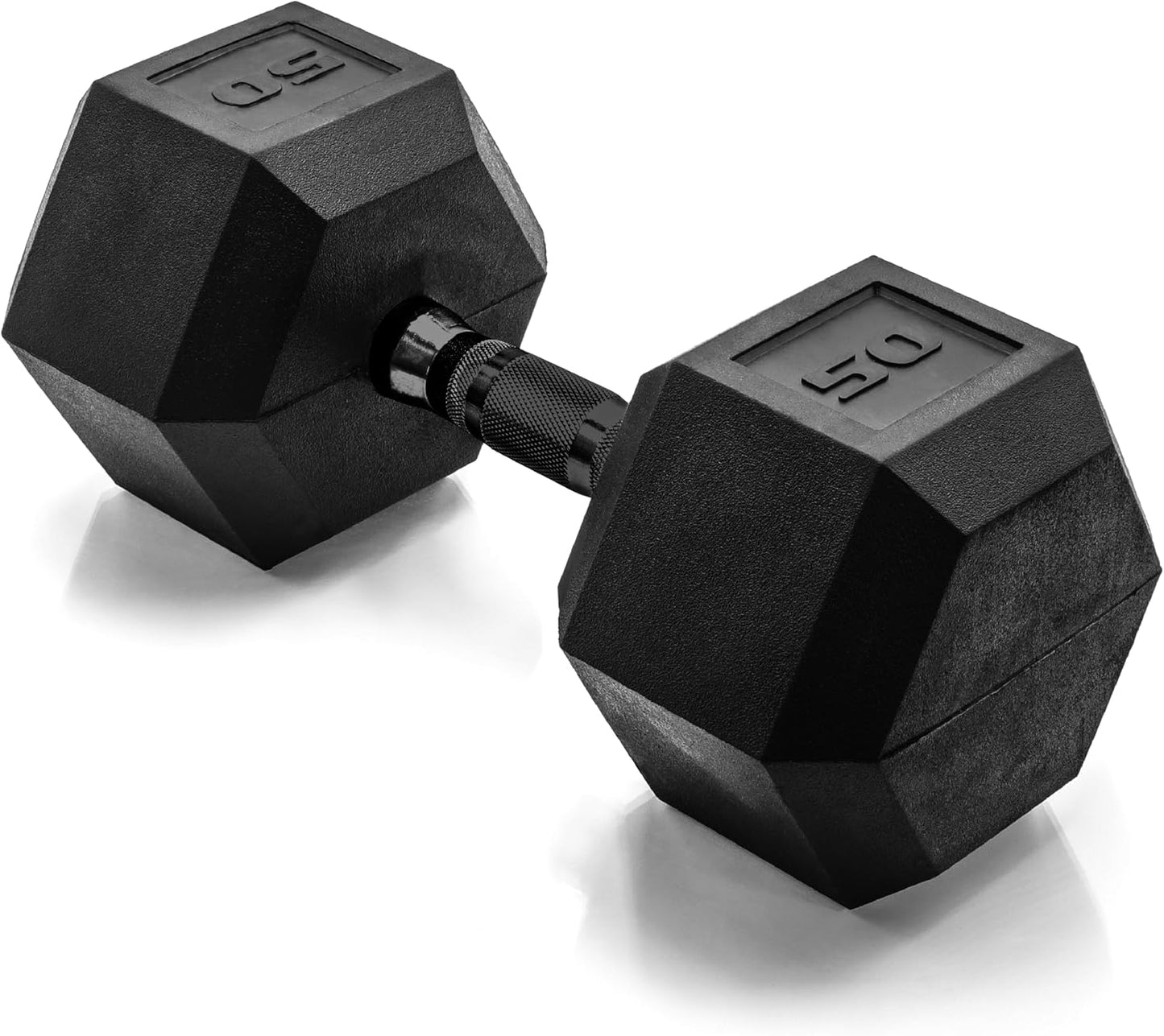 Rubber Coated Dumbbell Weights, Free Weights for Home Gym Strength Training, Anti-Roll Hex Dumbbells with Black, Chrome & Comfort Grip Handles, Singles