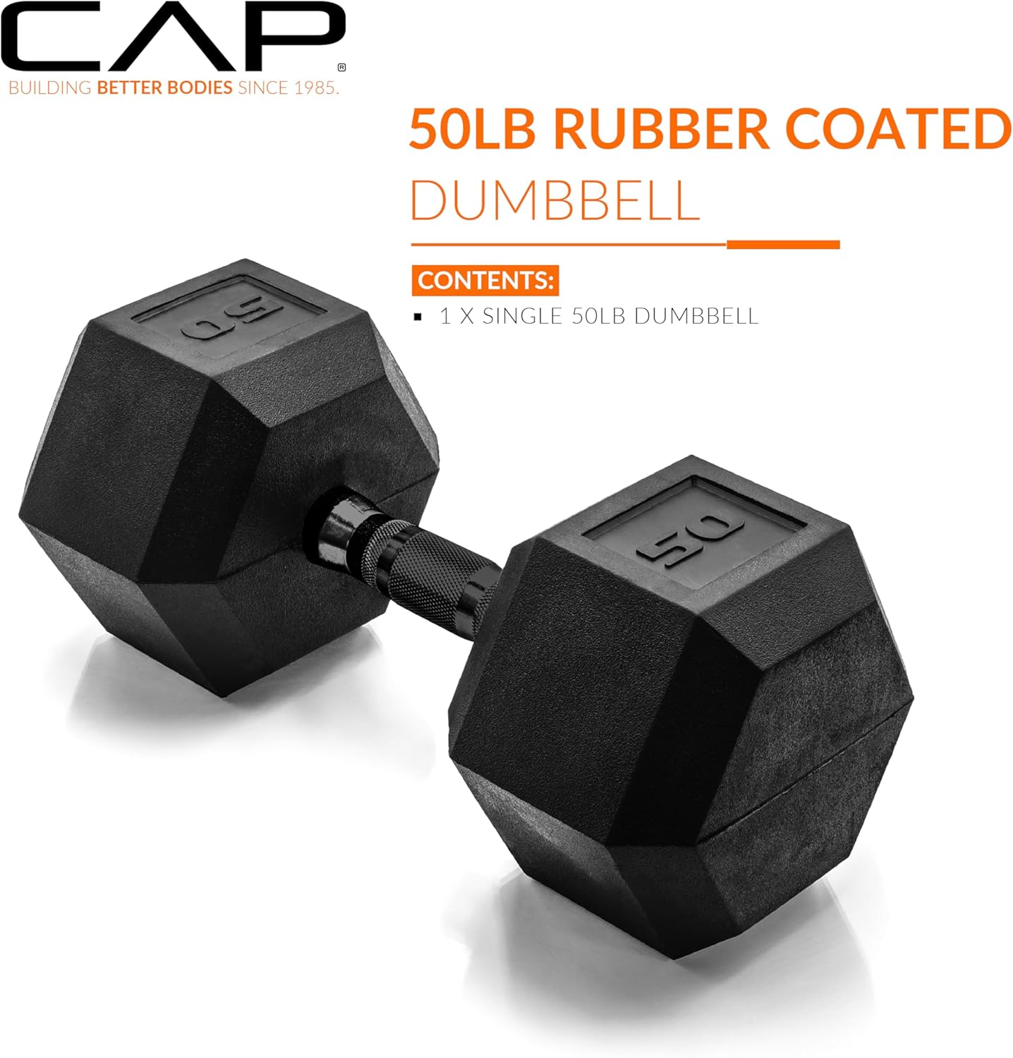 Rubber Coated Dumbbell Weights, Free Weights for Home Gym Strength Training, Anti-Roll Hex Dumbbells with Black, Chrome & Comfort Grip Handles, Singles