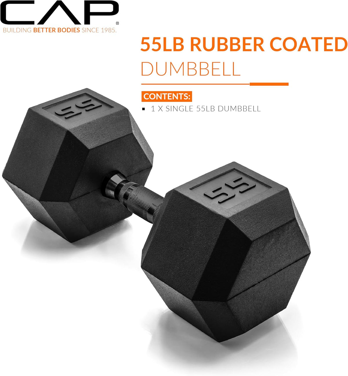 Rubber Coated Dumbbell Weights, Free Weights for Home Gym Strength Training, Anti-Roll Hex Dumbbells with Black, Chrome & Comfort Grip Handles, Singles