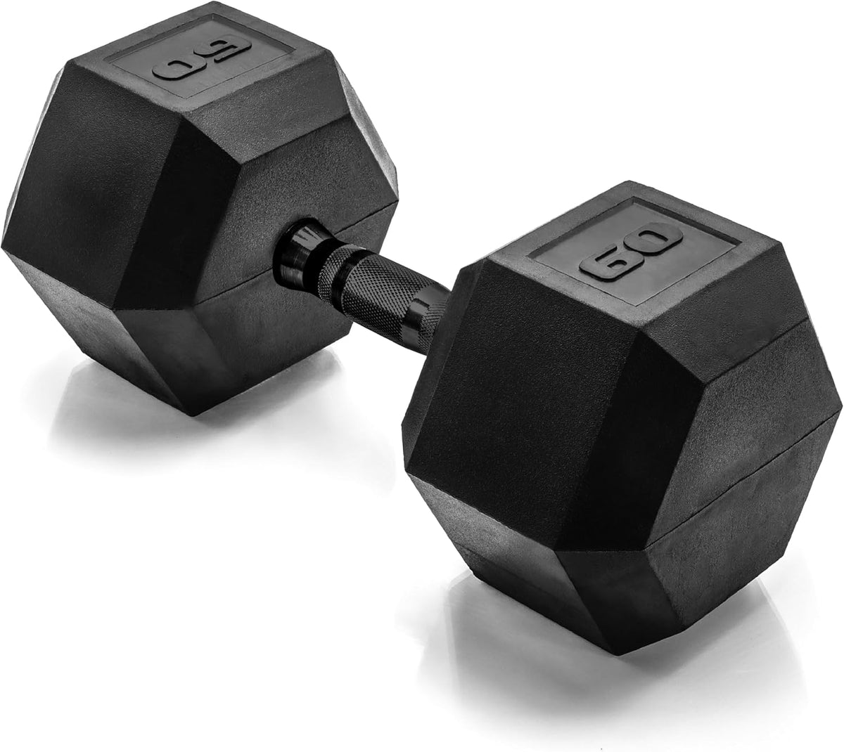 Rubber Coated Dumbbell Weights, Free Weights for Home Gym Strength Training, Anti-Roll Hex Dumbbells with Black, Chrome & Comfort Grip Handles, Singles