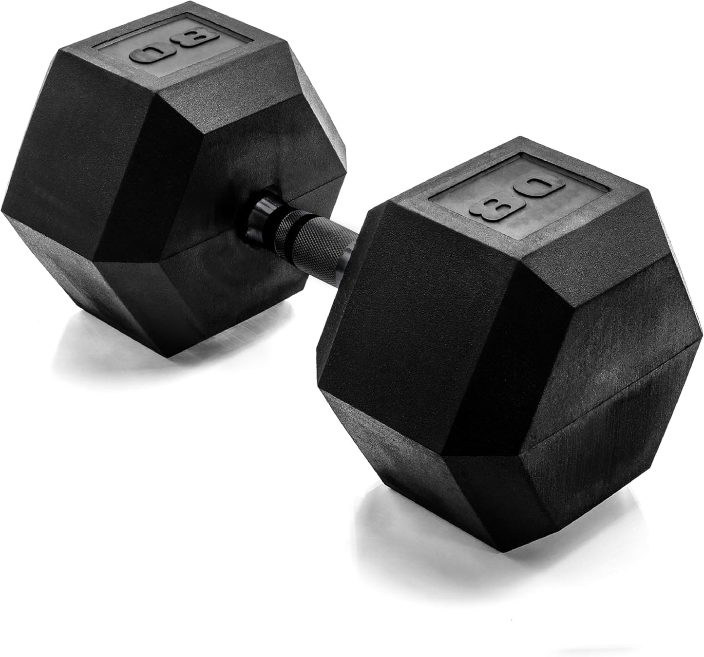 Rubber Coated Dumbbell Weights, Free Weights for Home Gym Strength Training, Anti-Roll Hex Dumbbells with Black, Chrome & Comfort Grip Handles, Singles
