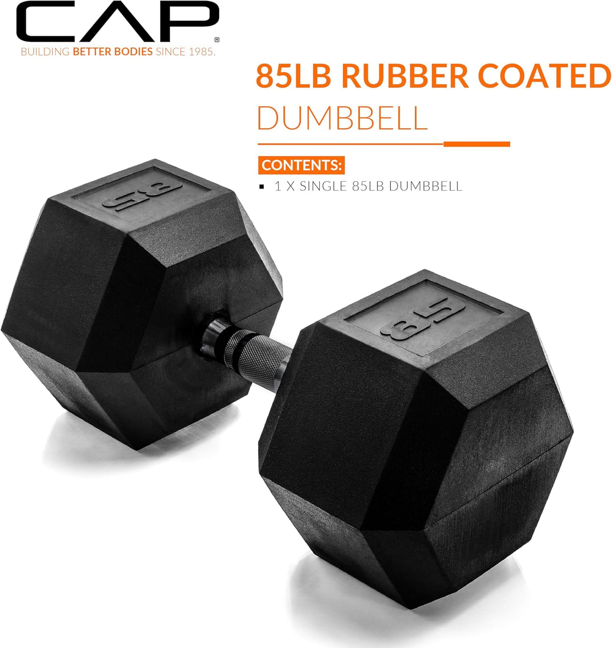 Rubber Coated Dumbbell Weights, Free Weights for Home Gym Strength Training, Anti-Roll Hex Dumbbells with Black, Chrome & Comfort Grip Handles, Singles