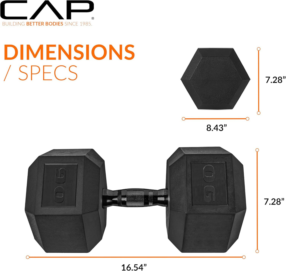 Rubber Coated Dumbbell Weights, Free Weights for Home Gym Strength Training, Anti-Roll Hex Dumbbells with Black, Chrome & Comfort Grip Handles, Singles