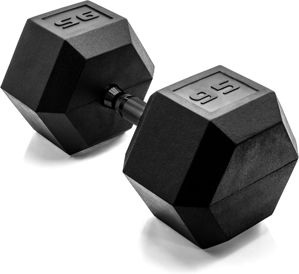 Rubber Coated Dumbbell Weights, Free Weights for Home Gym Strength Training, Anti-Roll Hex Dumbbells with Black, Chrome & Comfort Grip Handles, Singles