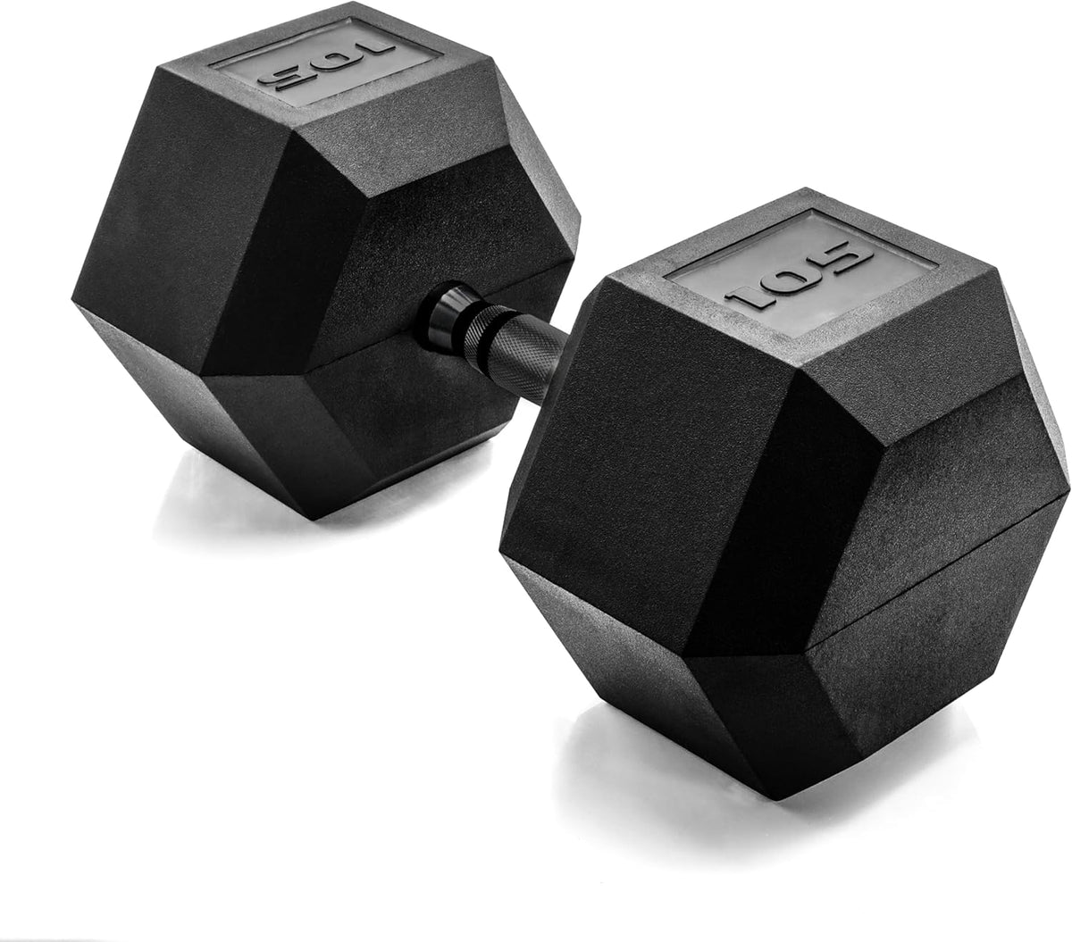 Rubber Coated Dumbbell Weights, Free Weights for Home Gym Strength Training, Anti-Roll Hex Dumbbells with Black, Chrome & Comfort Grip Handles, Singles