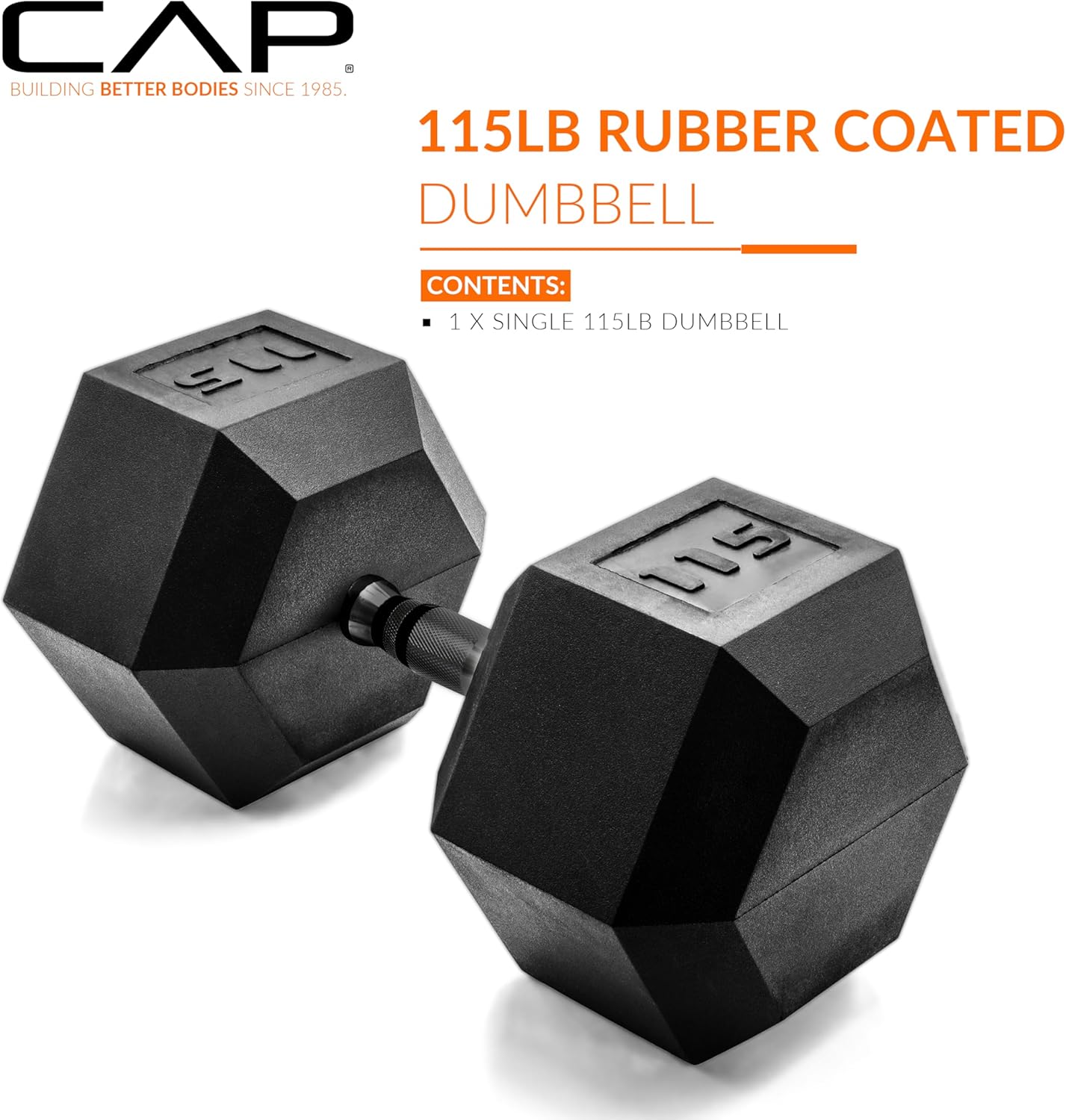 Rubber Coated Dumbbell Weights, Free Weights for Home Gym Strength Training, Anti-Roll Hex Dumbbells with Black, Chrome & Comfort Grip Handles, Singles