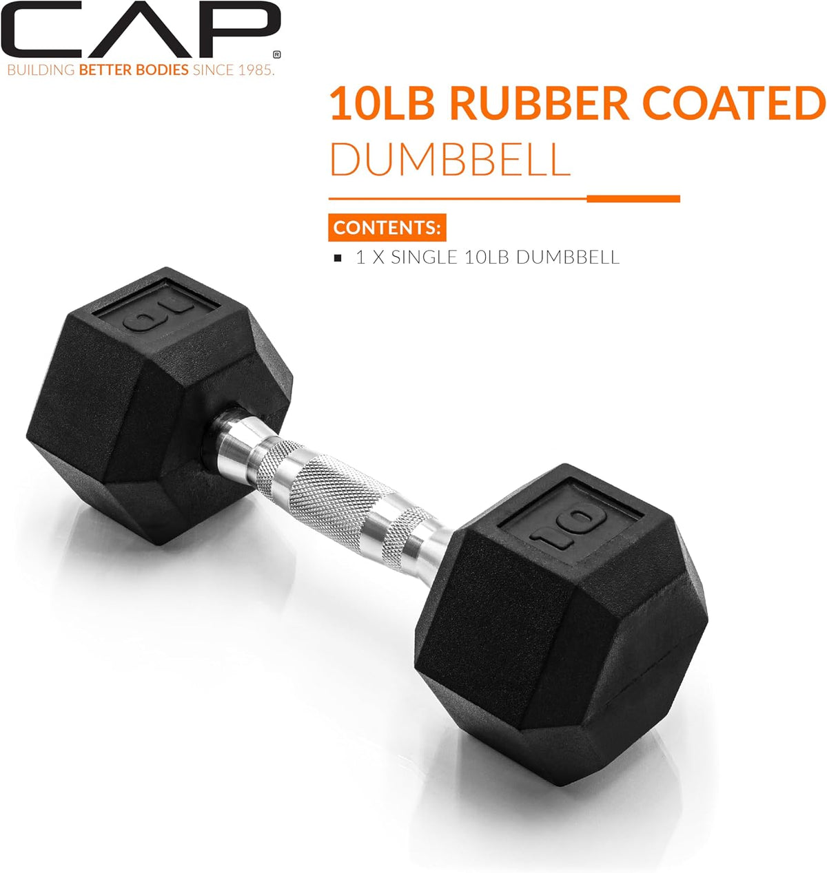 Rubber Coated Dumbbell Weights, Free Weights for Home Gym Strength Training, Anti-Roll Hex Dumbbells with Black, Chrome & Comfort Grip Handles, Singles