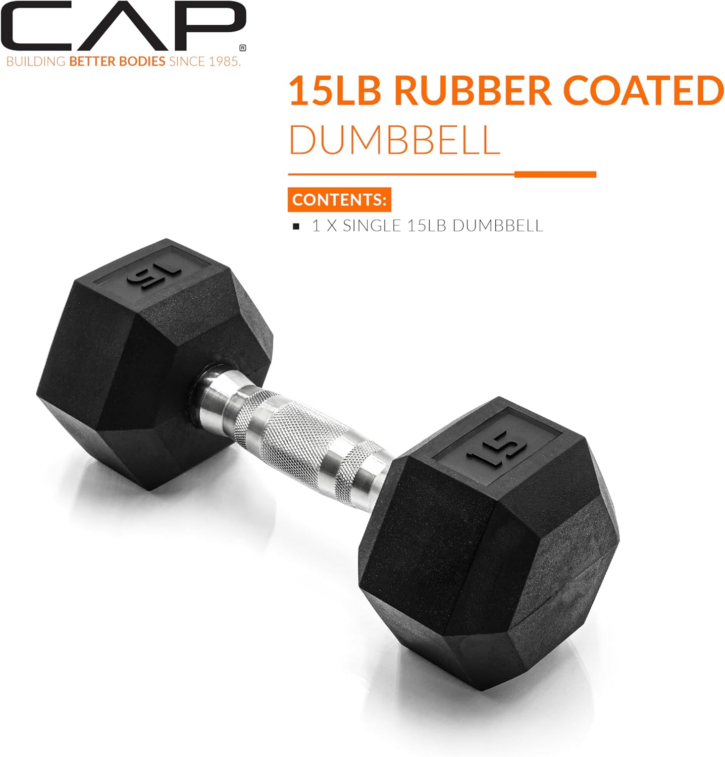 Rubber Coated Dumbbell Weights, Free Weights for Home Gym Strength Training, Anti-Roll Hex Dumbbells with Black, Chrome & Comfort Grip Handles, Singles