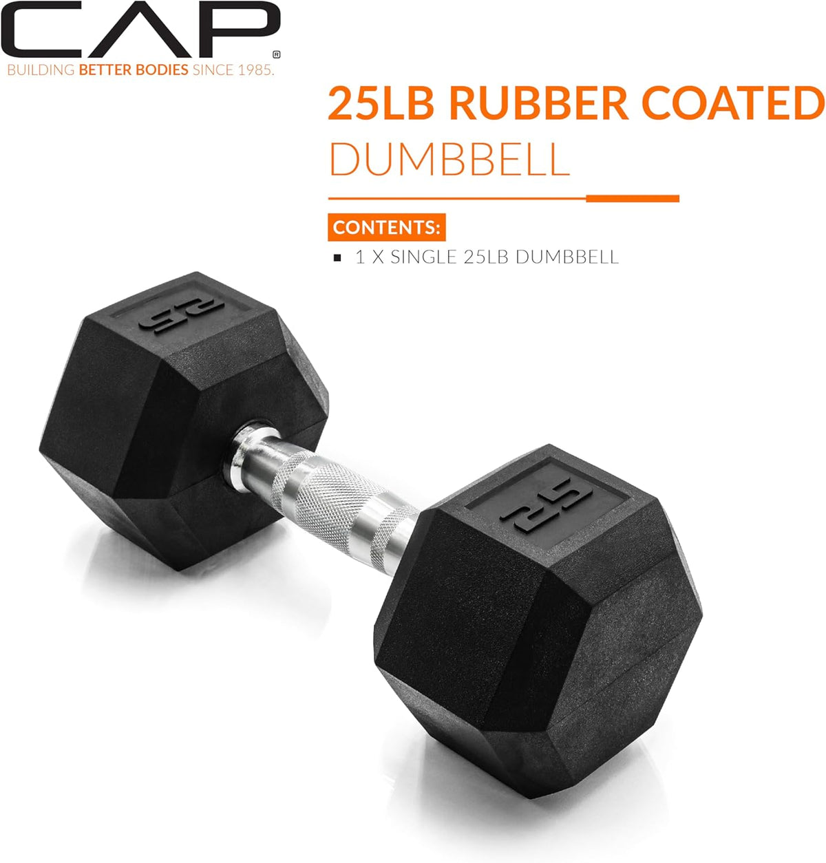 Rubber Coated Dumbbell Weights, Free Weights for Home Gym Strength Training, Anti-Roll Hex Dumbbells with Black, Chrome & Comfort Grip Handles, Singles