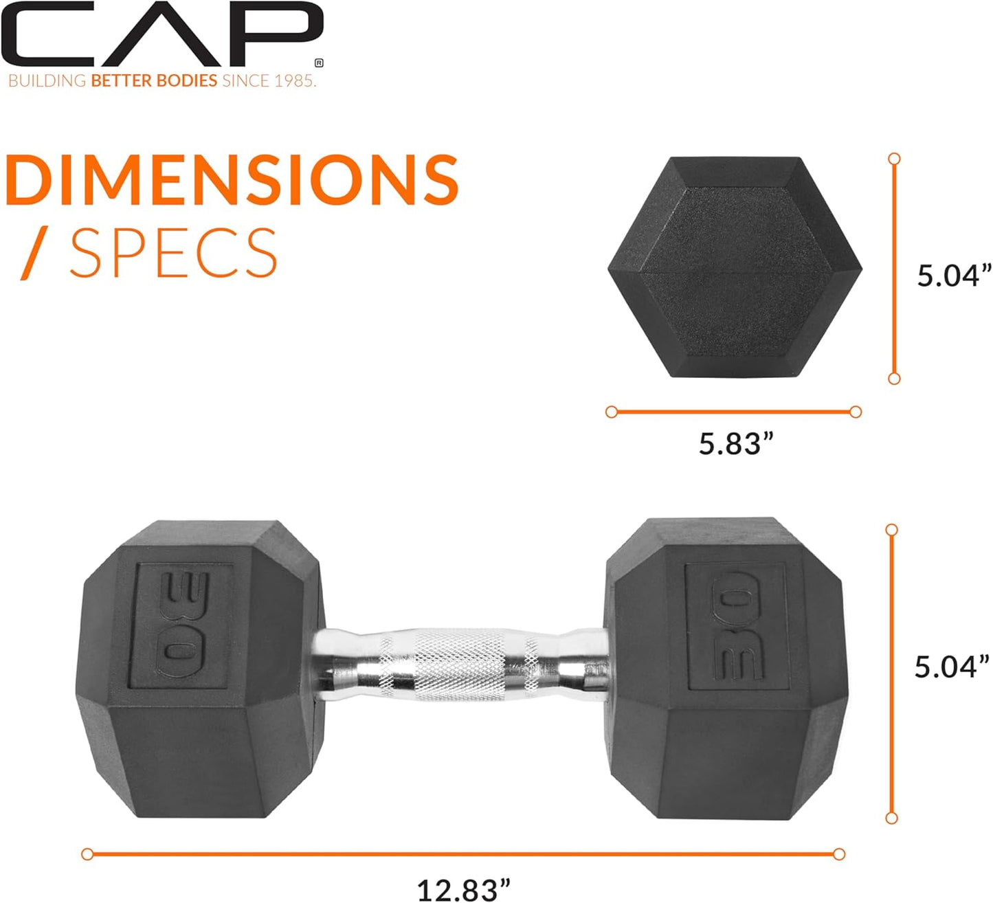 Rubber Coated Dumbbell Weights, Free Weights for Home Gym Strength Training, Anti-Roll Hex Dumbbells with Black, Chrome & Comfort Grip Handles, Singles