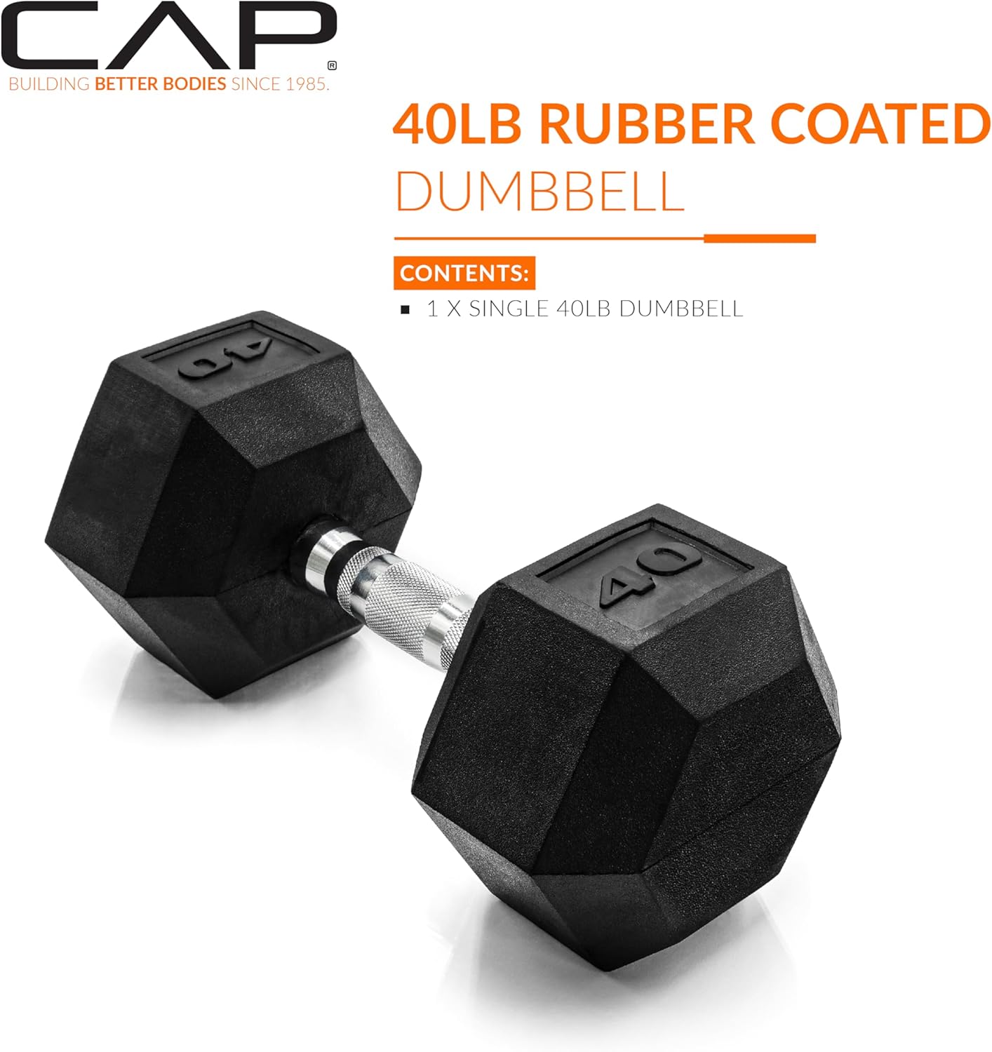 Rubber Coated Dumbbell Weights, Free Weights for Home Gym Strength Training, Anti-Roll Hex Dumbbells with Black, Chrome & Comfort Grip Handles, Singles