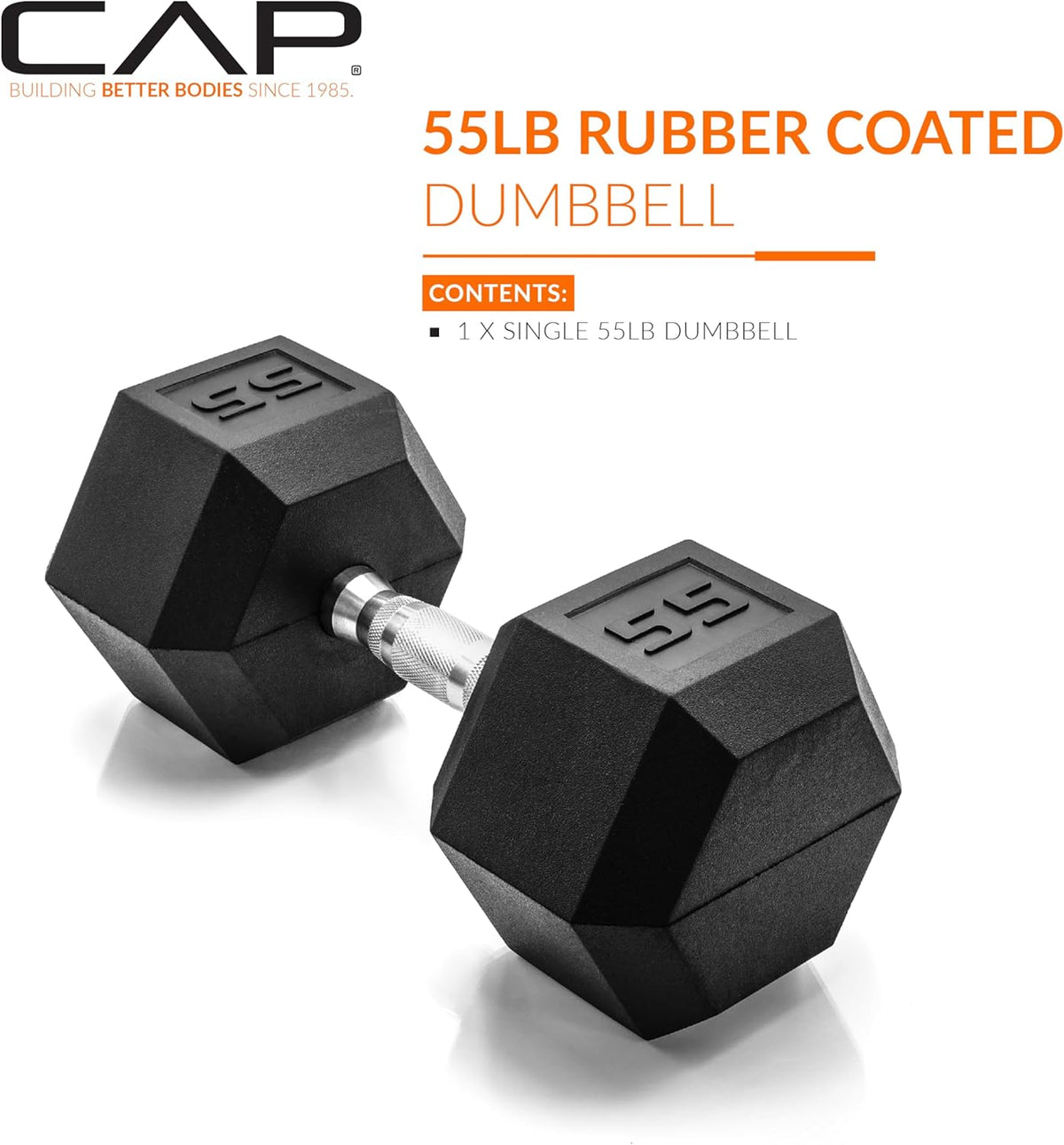 Rubber Coated Dumbbell Weights, Free Weights for Home Gym Strength Training, Anti-Roll Hex Dumbbells with Black, Chrome & Comfort Grip Handles, Singles