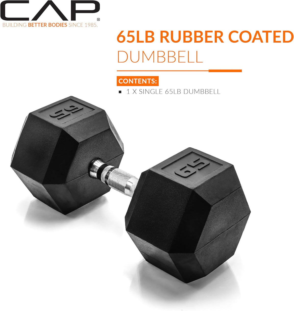 Rubber Coated Dumbbell Weights, Free Weights for Home Gym Strength Training, Anti-Roll Hex Dumbbells with Black, Chrome & Comfort Grip Handles, Singles