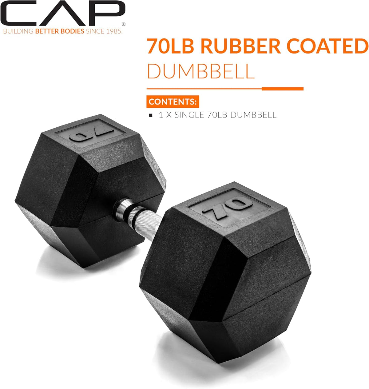 Rubber Coated Dumbbell Weights, Free Weights for Home Gym Strength Training, Anti-Roll Hex Dumbbells with Black, Chrome & Comfort Grip Handles, Singles