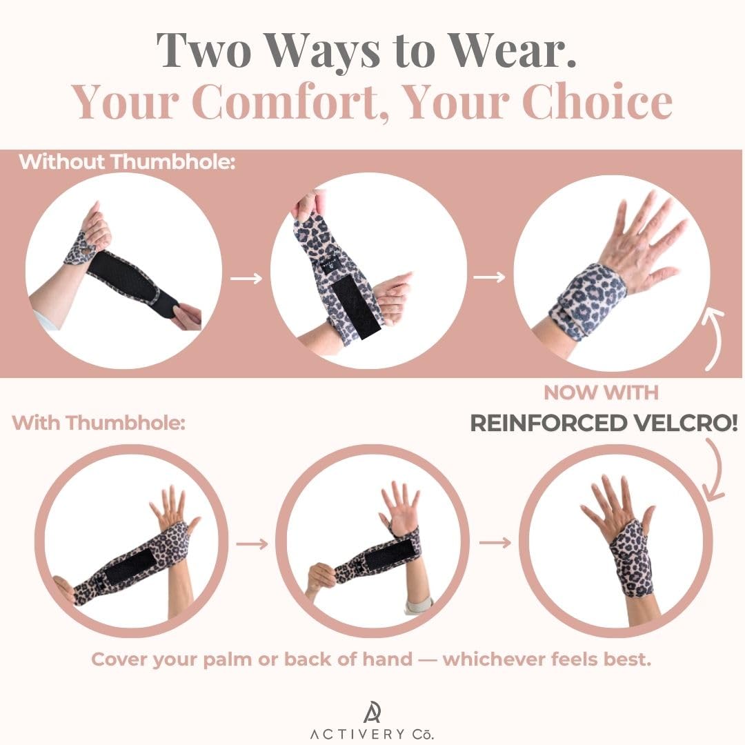Carpal Tunnel Wrist Brace Left Hand, Right Hand for Women, Day or Night Compression Wrist Support Brace for Fitness, Keyboard Use, or Overnight Support, 2 Pack, Purple Tie Dye Print