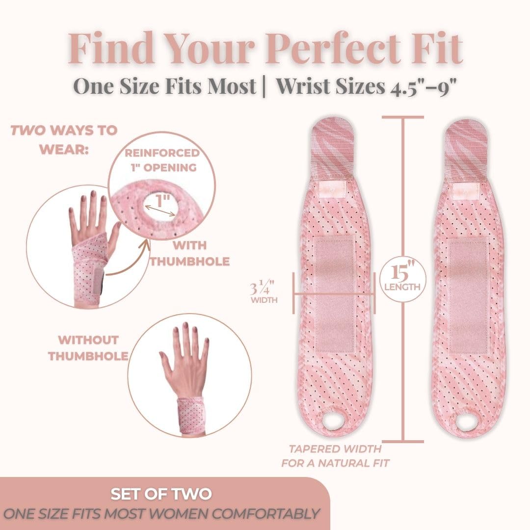 Carpal Tunnel Wrist Brace Left Hand, Right Hand for Women, Day or Night Compression Wrist Support Brace for Fitness, Keyboard Use, or Overnight Support, 2 Pack, Purple Tie Dye Print