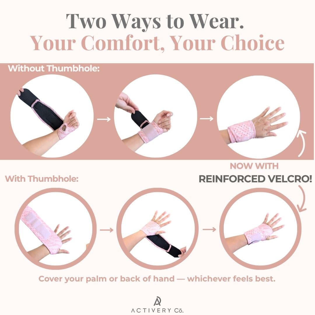 Carpal Tunnel Wrist Brace Left Hand, Right Hand for Women, Day or Night Compression Wrist Support Brace for Fitness, Keyboard Use, or Overnight Support, 2 Pack, Purple Tie Dye Print