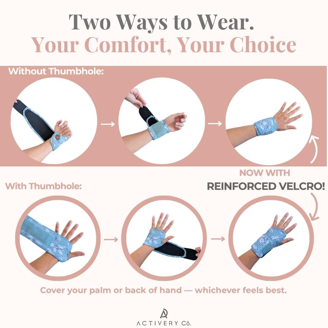 Carpal Tunnel Wrist Brace Left Hand, Right Hand for Women, Day or Night Compression Wrist Support Brace for Fitness, Keyboard Use, or Overnight Support, 2 Pack, Purple Tie Dye Print