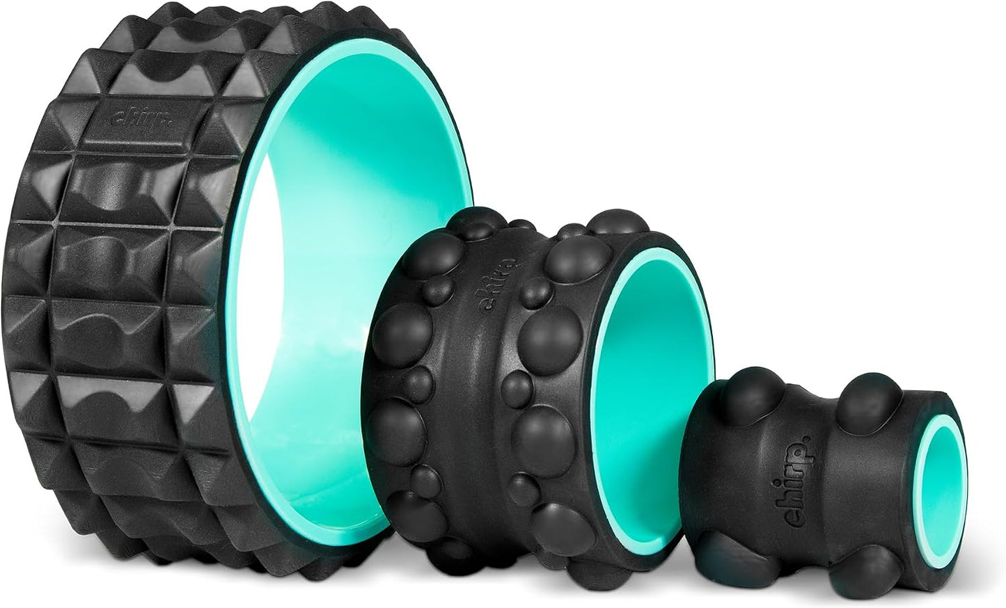 Wheel XR 3-Pack Foam Roller Set, Back & Neck Pain, 10/6/4" Black