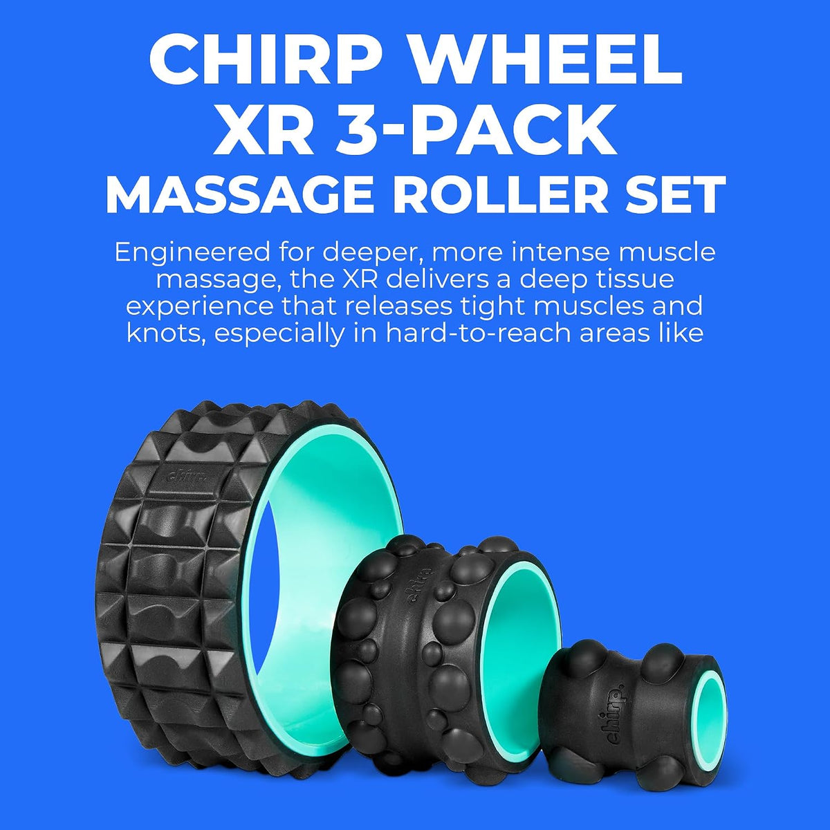 Wheel XR 3-Pack Foam Roller Set, Back & Neck Pain, 10/6/4" Black