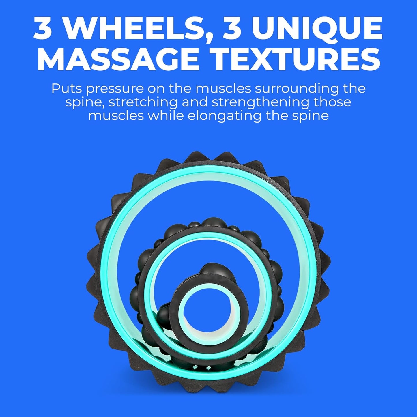 Wheel XR 3-Pack Foam Roller Set, Back & Neck Pain, 10/6/4" Black