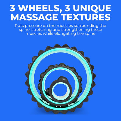 Wheel XR 3-Pack Foam Roller Set, Back & Neck Pain, 10/6/4" Black
