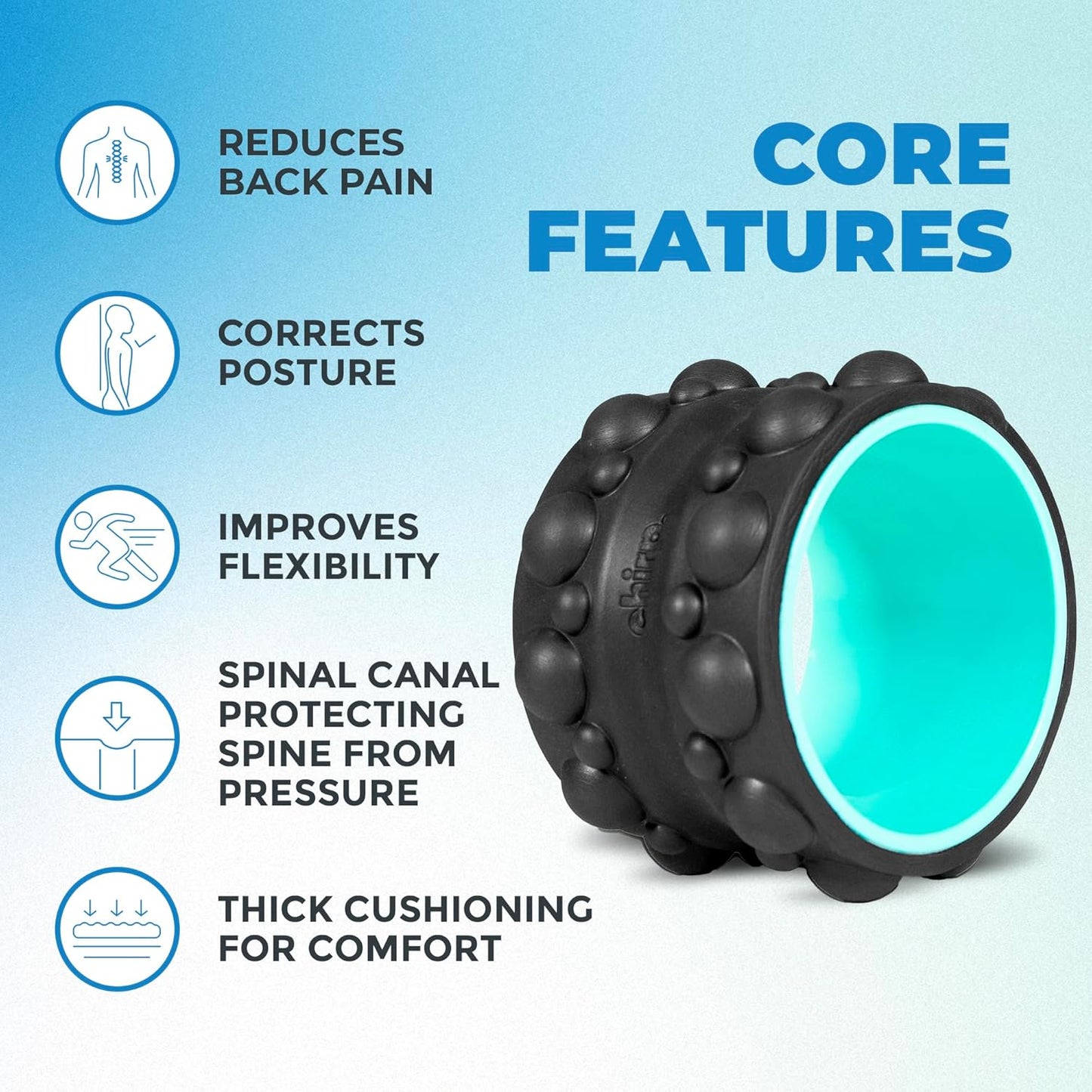Wheel XR 3-Pack Foam Roller Set, Back & Neck Pain, 10/6/4" Black