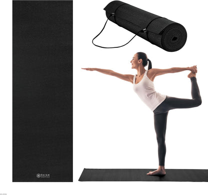 Essentials 1/4" Thin (6mm) Yoga & Pilates, Fitness & Exercise Mat with Easy-Cinch Carrier Strap Cusion Support For Fitness and Gym Workouts