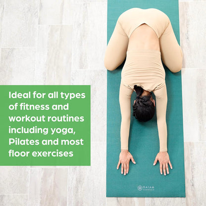Essentials 1/4" Thin (6mm) Yoga & Pilates, Fitness & Exercise Mat with Easy-Cinch Carrier Strap Cusion Support For Fitness and Gym Workouts