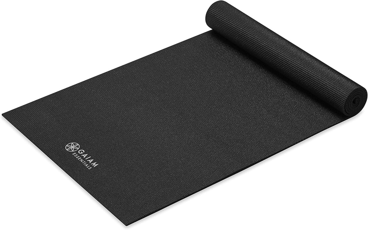 Essentials 1/4" Thin (6mm) Yoga & Pilates, Fitness & Exercise Mat with Easy-Cinch Carrier Strap Cusion Support For Fitness and Gym Workouts